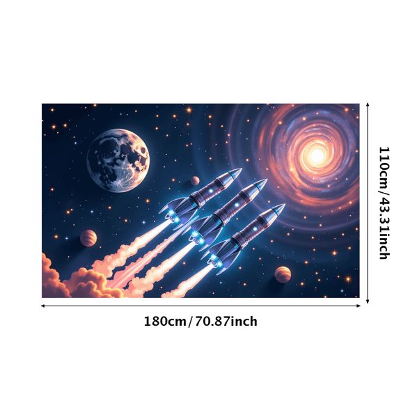 LUUFILx Space Rockets Theme Party Backdrop Outer Space Banner Decoration Photo Booth Background Galactic Baby Shower Space Birthday Party Supplies Decor