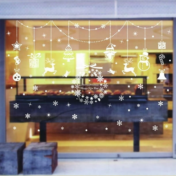 Pegatinas de pared, copos de nieve navideños, pegatinas para ventanas, adornos colgantes, decoraciones para ventanas de vidrio, pegatinas para ventanas