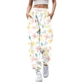 thumbnail image 1 of Gibobby pantalones de pana para mujer Pantalón deportivo sanitario con estampado floral y cintura elástica larga informal para mujer (Amarillo, L), 1 of 4