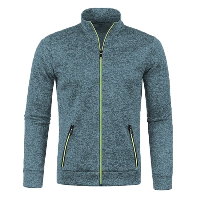 Uinagy Men's Zipper Jacket Sweater Sleeve Light Fleece Top Sweater Coat