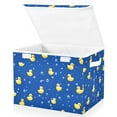 thumbnail image 2 of Yellow Ducks with Bubbles on Blue Large Storage Bins with Linen Collapsible Lid Storage Box 16.7 x 12.6 x 11.8in, 2 of 7