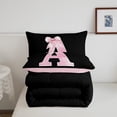 thumbnail image 4 of Manfei Monogrammed Girl Bedding Comforter Set, Personalized Initial A Twin Comforter Sets, Princess Bow Knot Bedding Set, Black Pink Bedroom Decor, Reversible 2 Pieces, 4 of 6