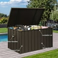 thumbnail image 4 of TOTAL Outdoor 100 Gallon Outdoor Deck Box,Waterproof & Rodent-Proof Steel-Reinforced Deck Container,Hydraulic Safety Lid with Lock,Patio, Garden, Pool Equipment Organizer,Dark Brown, 4 of 8