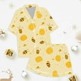 thumbnail image 3 of WOYY Toddler Girls Silk Bee Print Short Sleeve Button Top and Shorts Pajamas, Size 2-13, 3 of 3