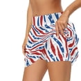 thumbnail image 2 of Garronmavis Women's Mini Tennis Skort High Waisted Mini Golf Skort Casual Workout Skirt with Pockets Workout Athletic Womens Animal Print Skort, American Flag Zebra, Size 3XL, 2 of 7