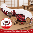 Rectangular Shape Tunnel Plaid Cat Tunnel Christmas Tree Skirt with Cushion, Multi-Functional ...