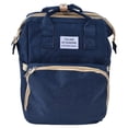 thumbnail image 1 of Bolsa de pañales para bebé de gran capacidad para viajes, mochila plegable versátil de color azul oscuro, 1 of 8