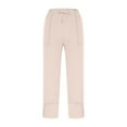 thumbnail image 5 of WULMLEO Barrel Pants Women Cotton Baggy Elastic Waist Loose Fit Cropped Palazzo Trousers Casual Lightweight Comfy Travel Outfits Khaki M, 5 of 5