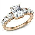 thumbnail image 5 of HeartsAndYou 2ct Radiant Moissanite Round Accents Solitaire Engagement Ring for Women 18k Rose Gold over Silver, 5 of 5