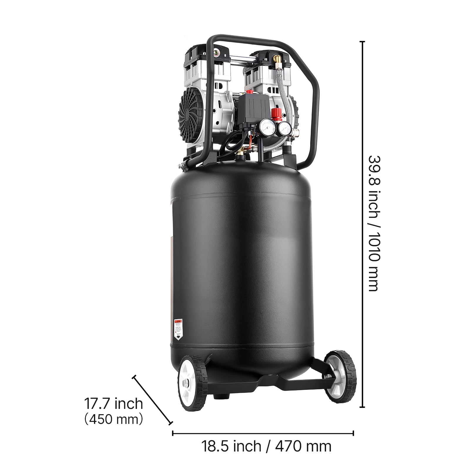 KFFKFF 20-Gallon Portable Air Compressor, 2HP, 4.5 SCFM at 90PSI, Max 125PSI Oil-Free Tank, Ideal for Auto Repairs, Tire Inflation, Painting, and Woodworking, 120V