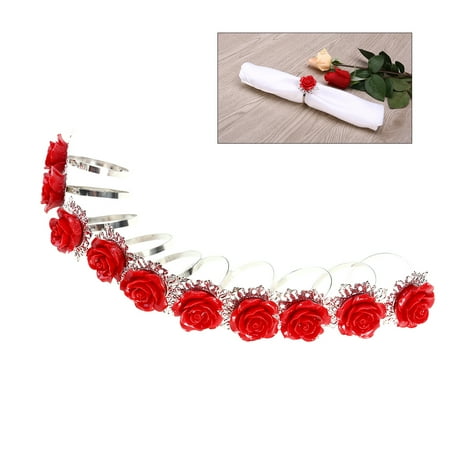

Napkin Rings Ring Holder Rose Banquet Wedding Dinner Weddings Flower Restaurant Bands Holiday Vintage Metal Decorative