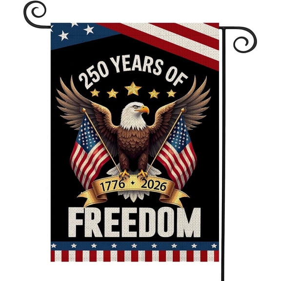 America 250 Garden Flags,USA 250th years Anniversary Patriotic Flag Double-Sided with Eagle Design, 1776-2026 Commemorative, July 4th Party Outdoor Supplies,12 x 18 Inch