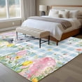 thumbnail image 5 of Easter Area Rugs Collection 5'x8', Spring Rabbit Eggs Flowers Herbs Blue Plaid Non Slip Indoor Rectangle Throw Runner Rug Floor Mat Carpet for Living Room Dining Table Bedroom Nursery, 5 of 9