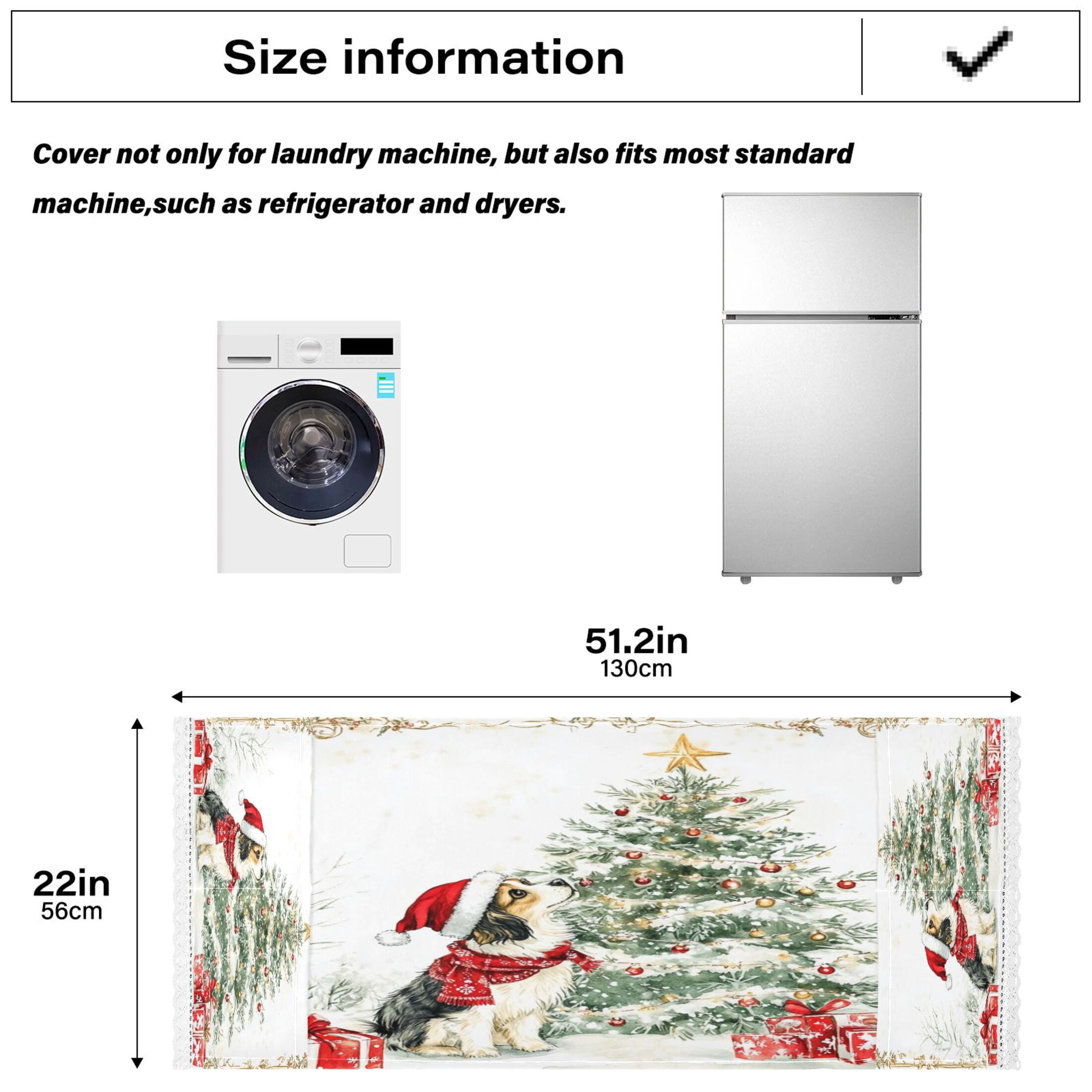 WOBOGO Red Hat Puppy Washing Machine Cloth Dryer Refrigerator Top Cover Protective Non-Slip Mat For Kitchen Laundry