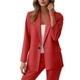 thumbnail image 2 of Dressy Business 2 Piece Sets for Women Fall Fashion Slim Long Sleeve Lapel Neck One Button Suit Jackets Fitted Out Work Solid Color Zip Trousers, 2 of 4