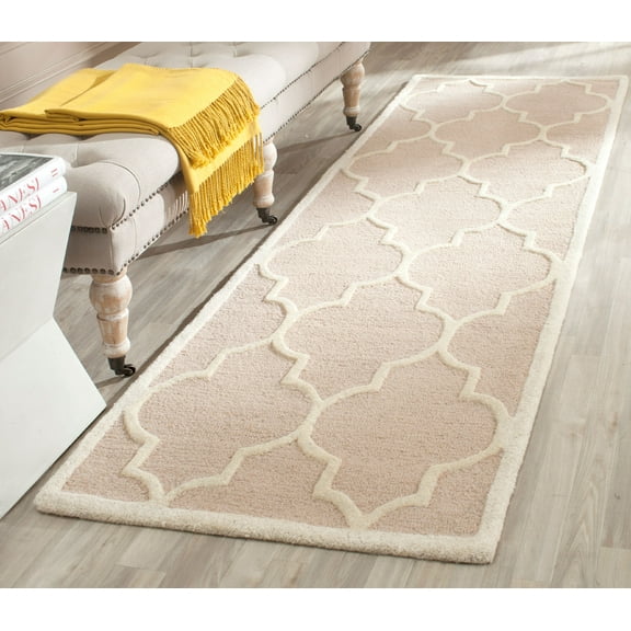 SAFAVIEH Cambridge Kevin Geometric Wool Runner Rug, Beige/Ivory, 2'6" x 16'