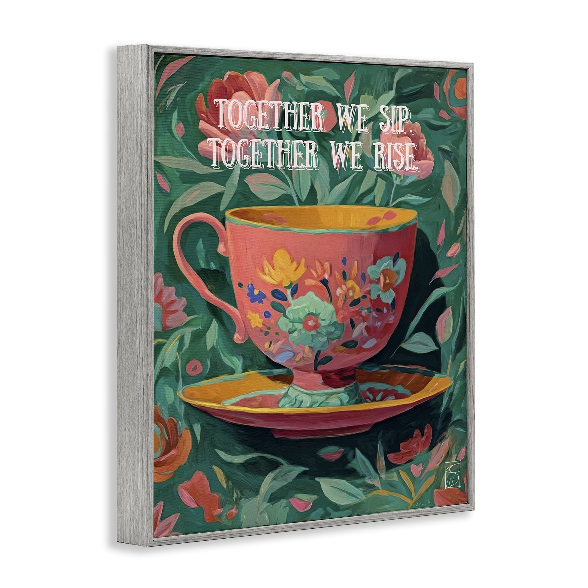 Stupell Industries Together We Sip & Rise Gray Framed Giclee Art, design by Sara Culpepper