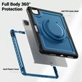 thumbnail image 3 of Case for Apple iPad Pro 11 Inch 4th 3rd 2nd 1st Gen 2022/2021/2020/2019/ for iPad Air 5th 4th Gen 10.9" Case,Hybrid Protective Pencil Holder & Shoulder Strap Kids Friendly Rotating Kickstand,Navyblue, 3 of 7