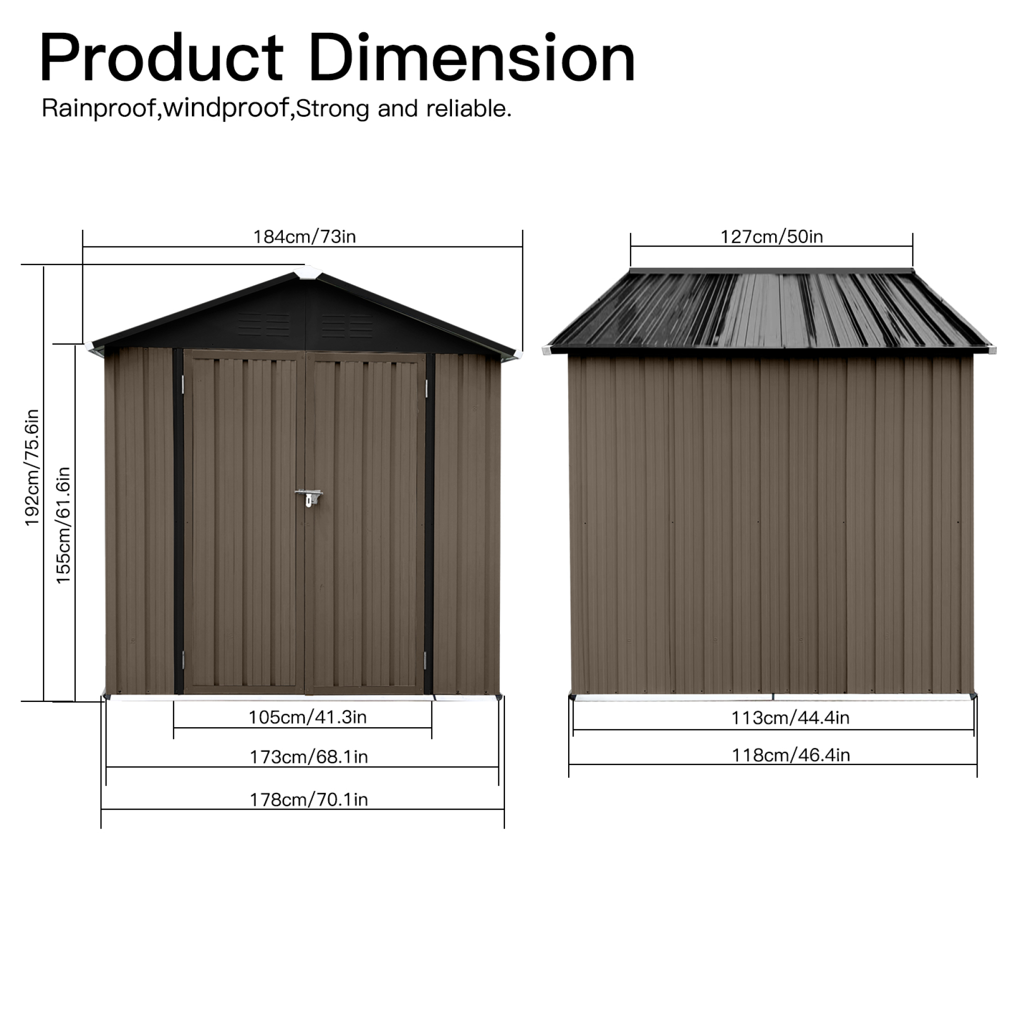 Outdoor Storage Garden Sheds 6FTx4FT Apex Roof Lockable Doors for Backyard White+Yellow