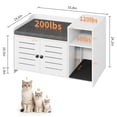 thumbnail image 3 of Studyset Farmhouse Hidden Cat Litter Box Enclosure Cabinet, Wooden Covered Litter Box Cabinet, Cat Furniture with Mark Pad and Storage Shelf, Discreet Indoor Cat House for Hallway, 3 of 7