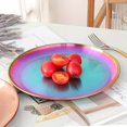 thumbnail image 3 of QUTETN 2pcs Stainl Steel Dinner Plates Dert Salad Plates Set Indian 9.1 Inch Colorful Round Metal Platter for Camping Unbreakable and Reusable Dishwasher Safe, 3 of 4