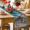thumbnail image 2 of Christmas Table Runner Snowman Beach Flamingo Table Runners Palm Trees Smas Balls Cotton Linen Dresser Scarf Kitchen Dining Table Decor for Christmas Holiday Party Decor 13x36 Inch, 2 of 9