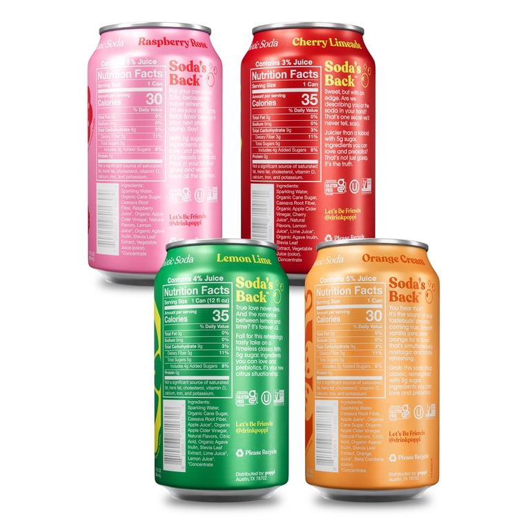 Poppi Prebiotic Soda, Trend Setters Variety Pack, 12 oz, 12 Pack