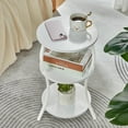 thumbnail image 6 of ZEXVIDA Vintage Small Round Side Table, 3-Tier Slim Waist Circular End Table with Storage Shelf,  Sofa Side Table, Round Corner Coffee Table Nightstand for Living Room Bedroom Small Spaces,White, 6 of 10