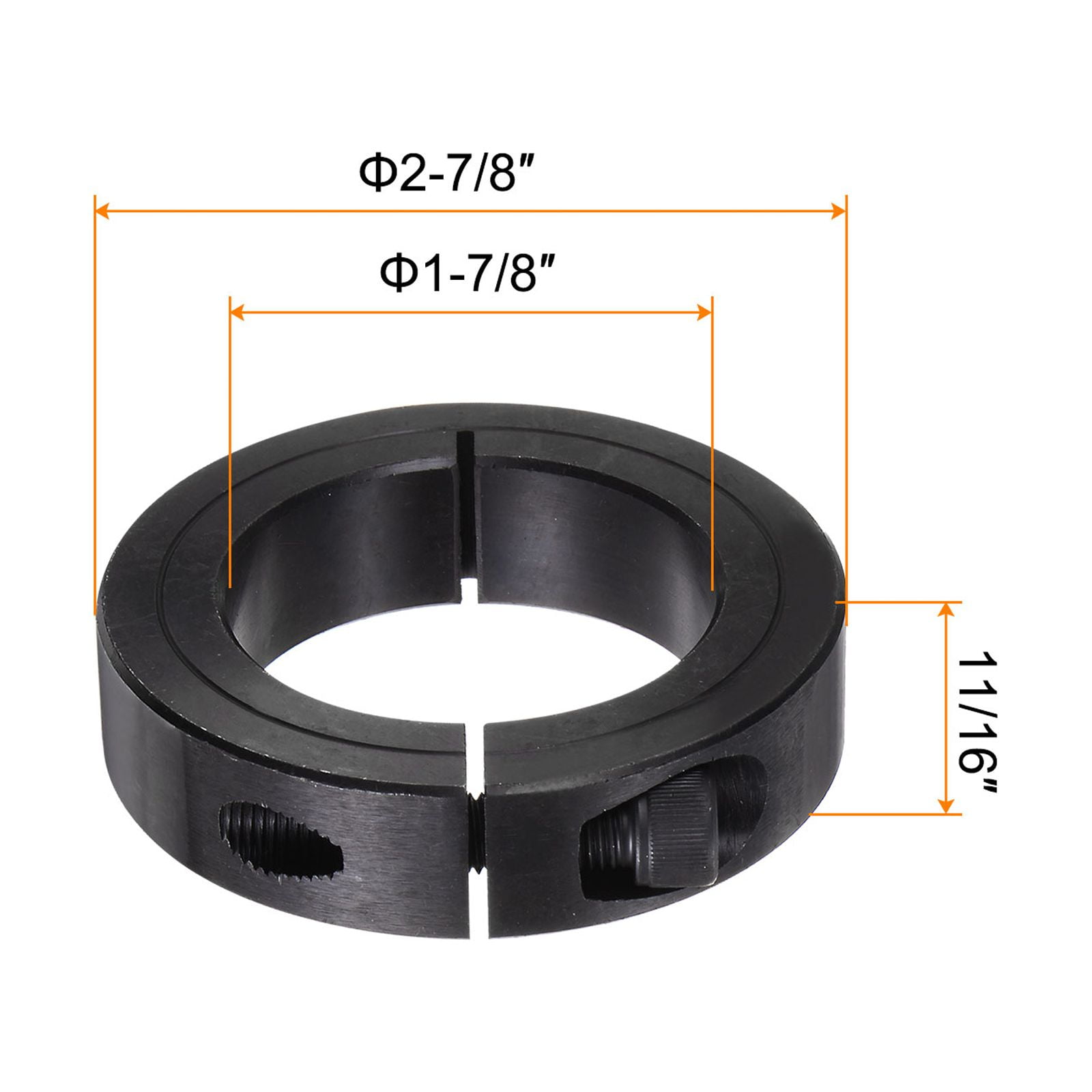 Uxcell 2pcs Shaft Collars 1-7/8" Bore 2-7/8" OD 11/16" Width Single Split Axle Clamp-On Collar with Set Screw