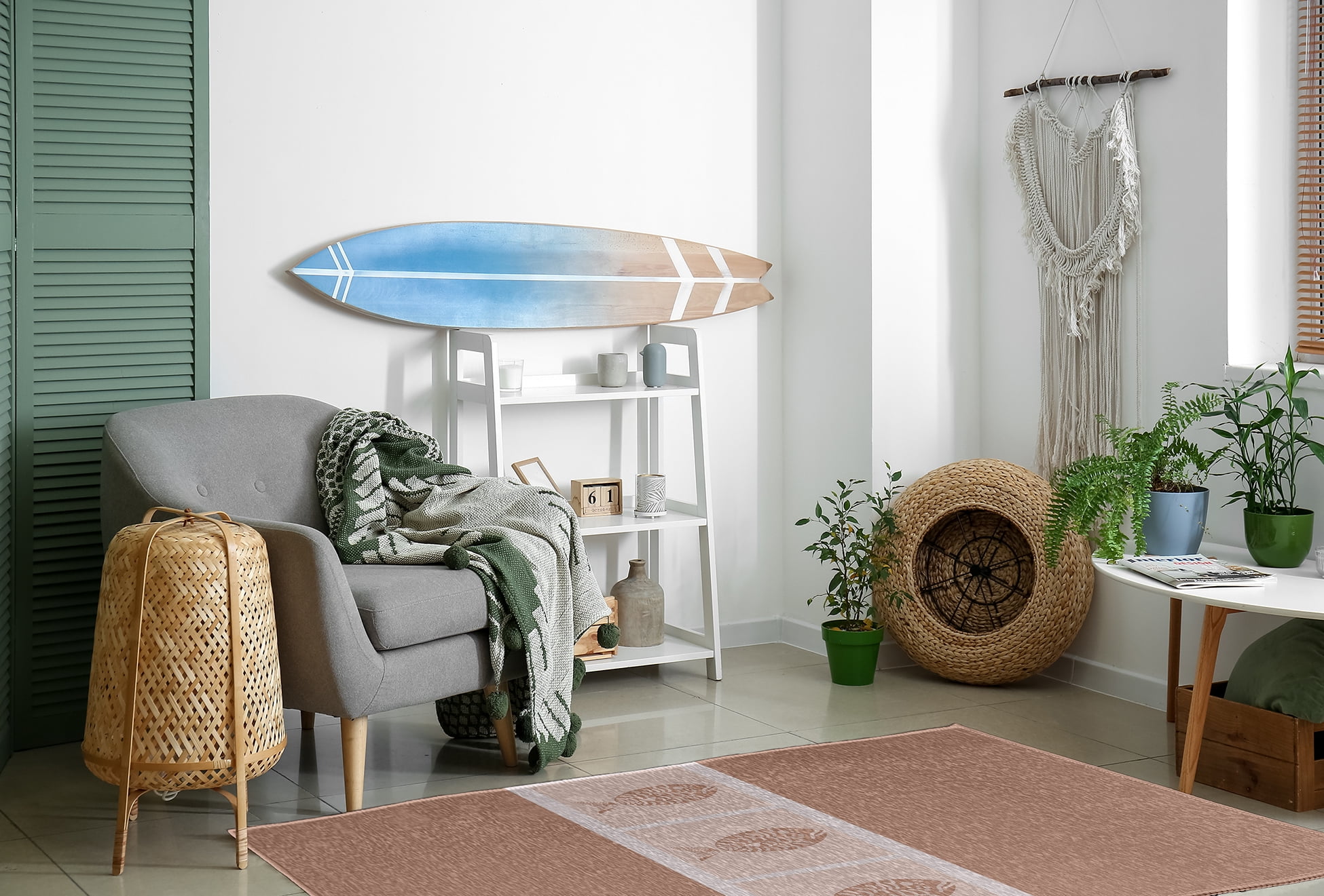 Simply Daisy 4' x 6' Fish Chips Nautical Chenille Rug, Mauve
