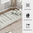 thumbnail image 3 of Convertible Futon Sofa Bed, Modern Linen Upholstered Loveseat Couch with Adjustable Back and 2 Soft Pillows Folding Futon Sofa Bed for with Metal Legs Recliner Couch for Compact Living Room, White, 3 of 7