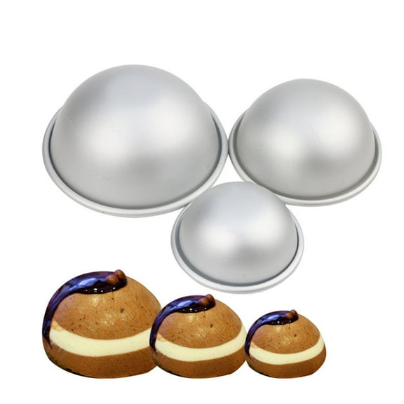 WORGEOUS  3 PCS Round Aluminum Pastry Baking Mold Cake Pop Pudding Molds