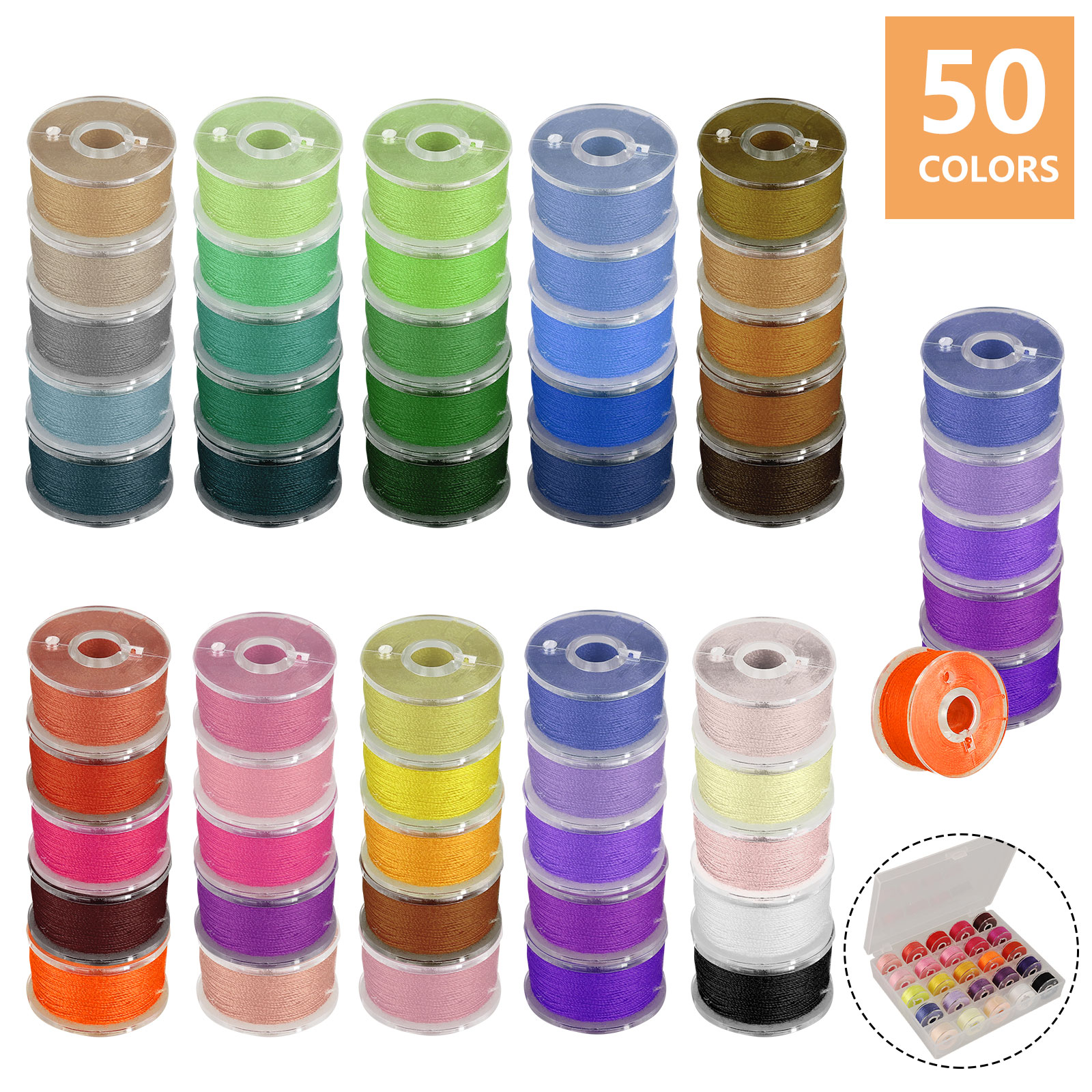 Metal Bobbins With 20 colors Sewing Machine Spools Yarn Sewing Spool Tools Kit
