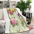thumbnail image 2 of Floral Fuzzy Blanket Flowers Throw Blanket Decorative Soft Cozy Flannel Blanket for Home Bed Sofa Couch Chair, 50 x 60 Inch, 2 of 5
