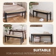 thumbnail image 6 of 47-inch Acacia Wood Entryway Bench with Woven Seagrass Seat, Indoor Hallway or Bedroom Bench (Black), 6 of 9
