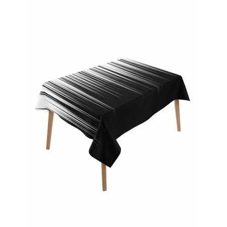 Black White Rectangle Tablecloth Modern Geometric Abstract Gradient Striped Waterproof & StainResistant Tablecloth Washable Oil-proof Table Cover for Dining/Party/Wedding/Camping/Buffet 52x70 In