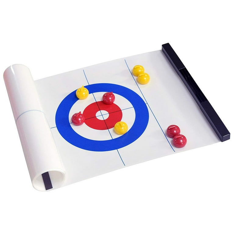 Tabletop Mini Curling Game, Measures Almost 4 Feet Long and Rolls Up  Quickly for Travel, Easy Setup, 2 to 8 Player Fun Family or Office Party  Game 