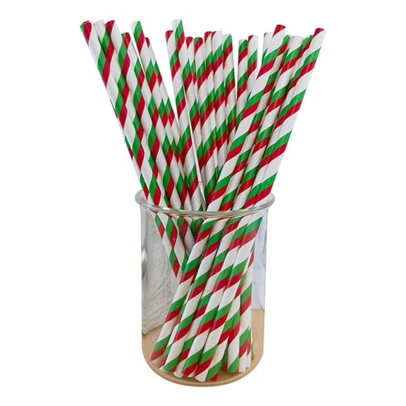 Byujiro 100 Pack Paper Straws Disposable Drinking Straws for Holiday Parties, Festive Gatherings