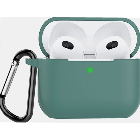 AirPods 3 Case, Protective Silicone Case Cover with Keychain for Apple AirPods 3rd Generation 2021, [US Patent Registered] Pine Green