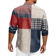 thumbnail image 4 of Domuza July Of 4th Shirts for Men Usa Flag Pattern Casual Lapel Button Down Long Sleeve Shirts 2026 Summer Fashion Comfy Loose Fit Tops Blue L, 4 of 4