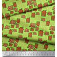 thumbnail image 3 of Soimoi Green Velvet Fabric House Architectural Print Sewing Fabric Yard 58 Inch Wide, 3 of 3