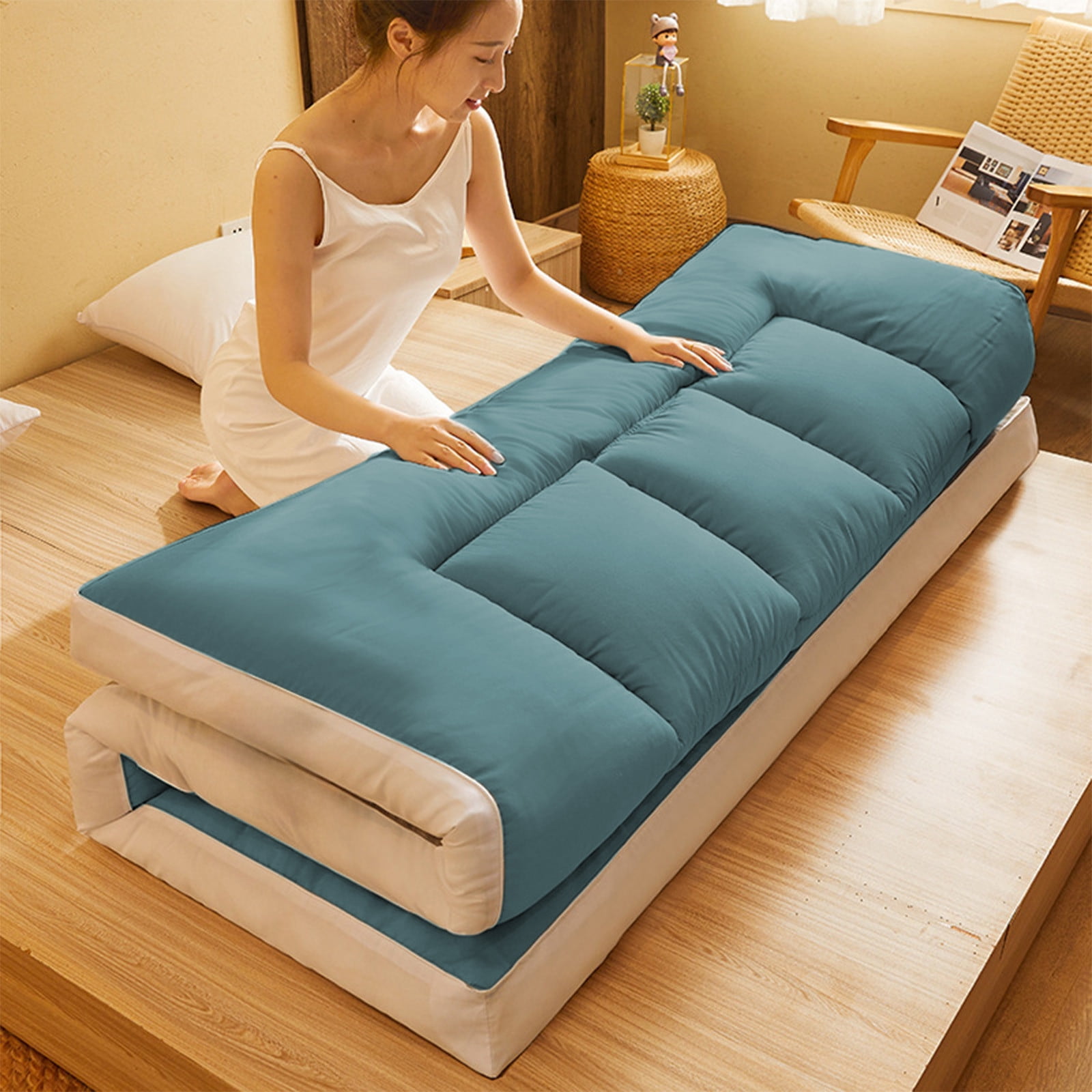 Foldable Twin Size Mattress 39"x79" - Ultra Soft Soy Fiber Mattress for Students,Breathable & Washable,Thickened Support,Lightweight & Portable,Durable Polyester Bed Mattress for Dorm,Home,Travel