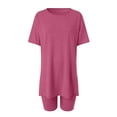 thumbnail image 4 of felwors 2 Piece Workout Sets for Women Oversized Tshirts Biker Short Matching Clothing Lounge Set Gym Yoga Outfit Hot Pink, XL, 4 of 7