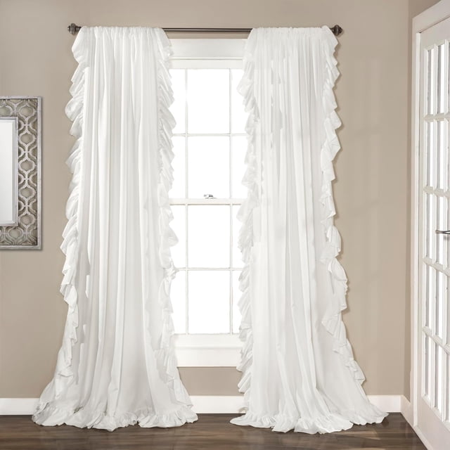 Lush Decor Reyna - Juego de Cortinas para Ventana, Color Blanco, Blanco, 108" L Panel Pair, 1