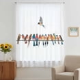 thumbnail image 3 of Birds Sheer Curtains 84 Inches Long, Watercolor Bird Vintage Light Filering Curtains, Breathable Simi Curtain Privacy Drapes for Living Room Bedroom Lightweight Window Treatment, 3 of 9