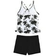 thumbnail image 4 of vigerkar Girls Swimsuit Two Piece Girls Tropical Printed Tankini Swimsuit with Shorts Adjustable Bathing Suit Swimwear 7-13T (Black, 11-12 Years), 4 of 8