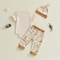 thumbnail image 4 of UngA Newborn Baby Boy Clothes Fishing Short Sleeve Romper Shirt Tops Pants Infant Summer Spring Outfits Cute Hat Set (Khaki,3-6 Months), 4 of 7