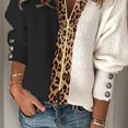 thumbnail image 5 of Suéter tipo cárdigan con cremallera y estampado de leopardo a juego en blanco y negro para otoño e invierno, top de punto de manga larga sexy para mujer, 5 of 5