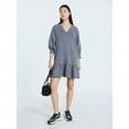 thumbnail image 2 of Scoop Women's and Women's Plus Deep V Neck Sweatshirt Mini Dress, Sizes XS-4X, 2 of 5