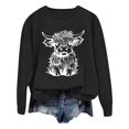 thumbnail image 1 of WEAIXIMIUNG Chandails en Molleton pour Femmes Tendance Zip Automne et Hiver 2024 Col Rond Mode Imprimé Vache Manches Longues Mode Décontractée Top Sortie, 1 of 4